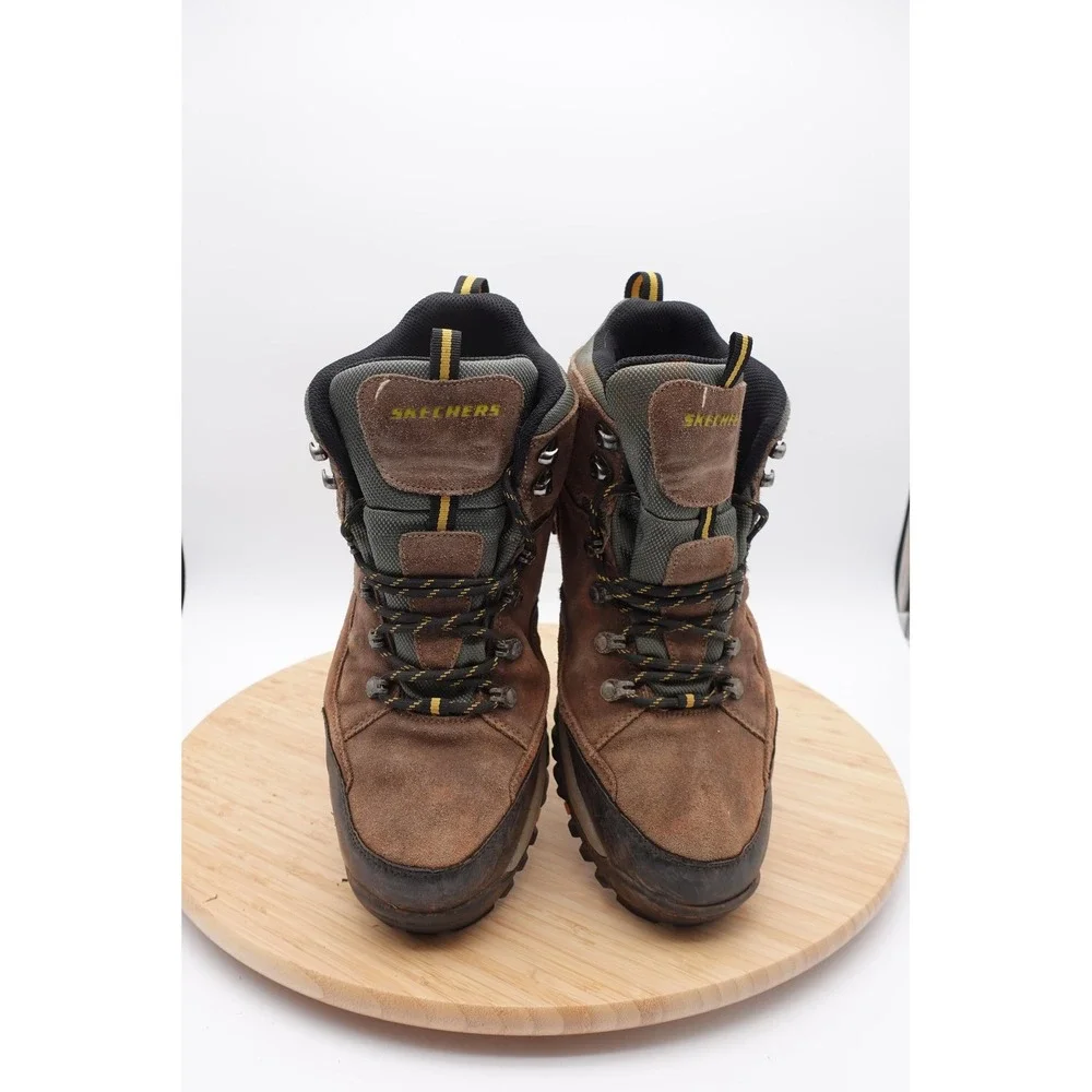 Skechers Boots Mens Size 11.5 45.5 Brown Leather Waterproof Hiking Trail Boots